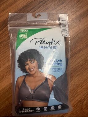 Playtex 18 Hour 38DD Wirefree Bra Silky Soft Smoothing Private Jet Gray NWT
